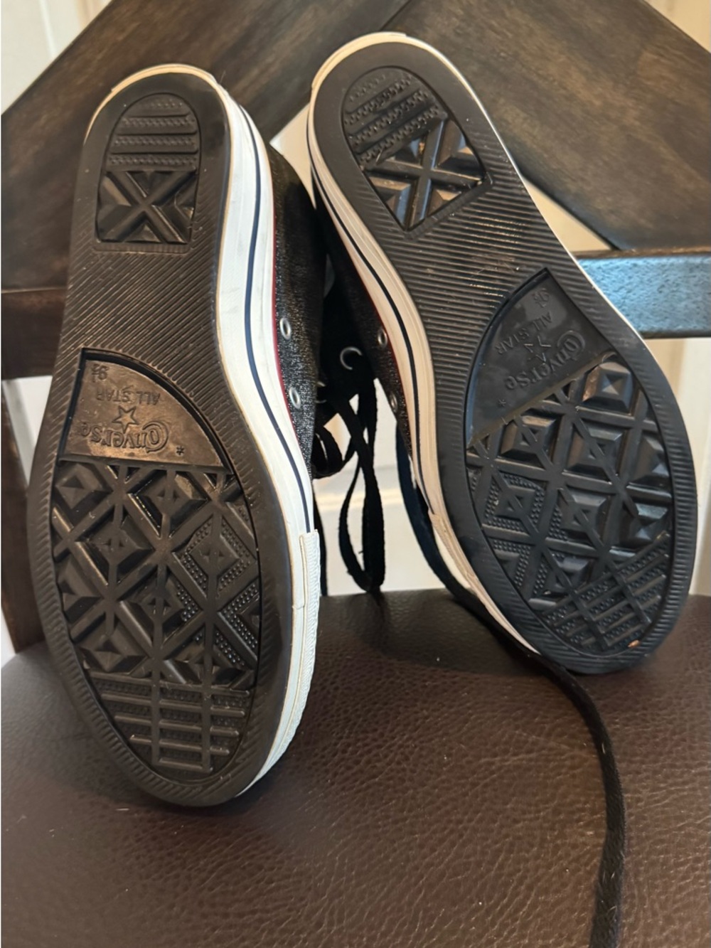 Converse Black wedge Hi-Top Sneaker with White Accents - Picture 6 of 7